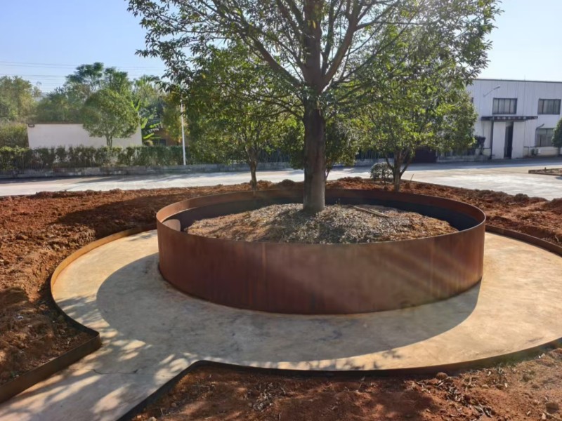 耐候钢圆形树池 景观围边