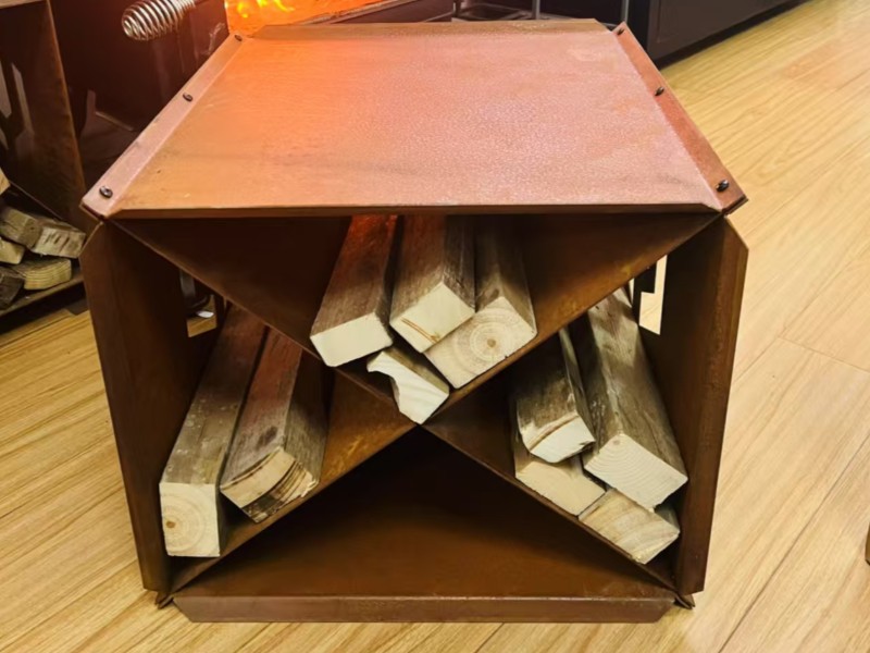 耐候钢 X 型火景 室内取暖壁炉